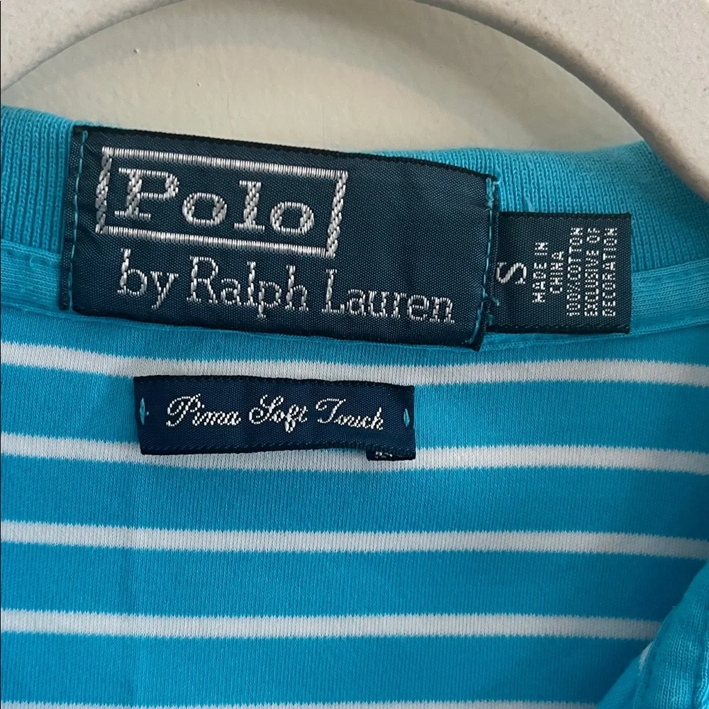 Vintage Polo Ralph Lauren Blue Striped Pony Shirt Pima‎ Cotton Preppy Collegiate